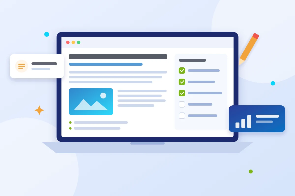 Marketer planning website content on a laptop