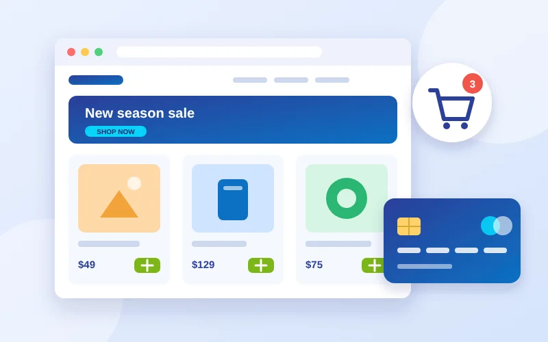 Custom e-commerce platform with product catalogue, cart and payments