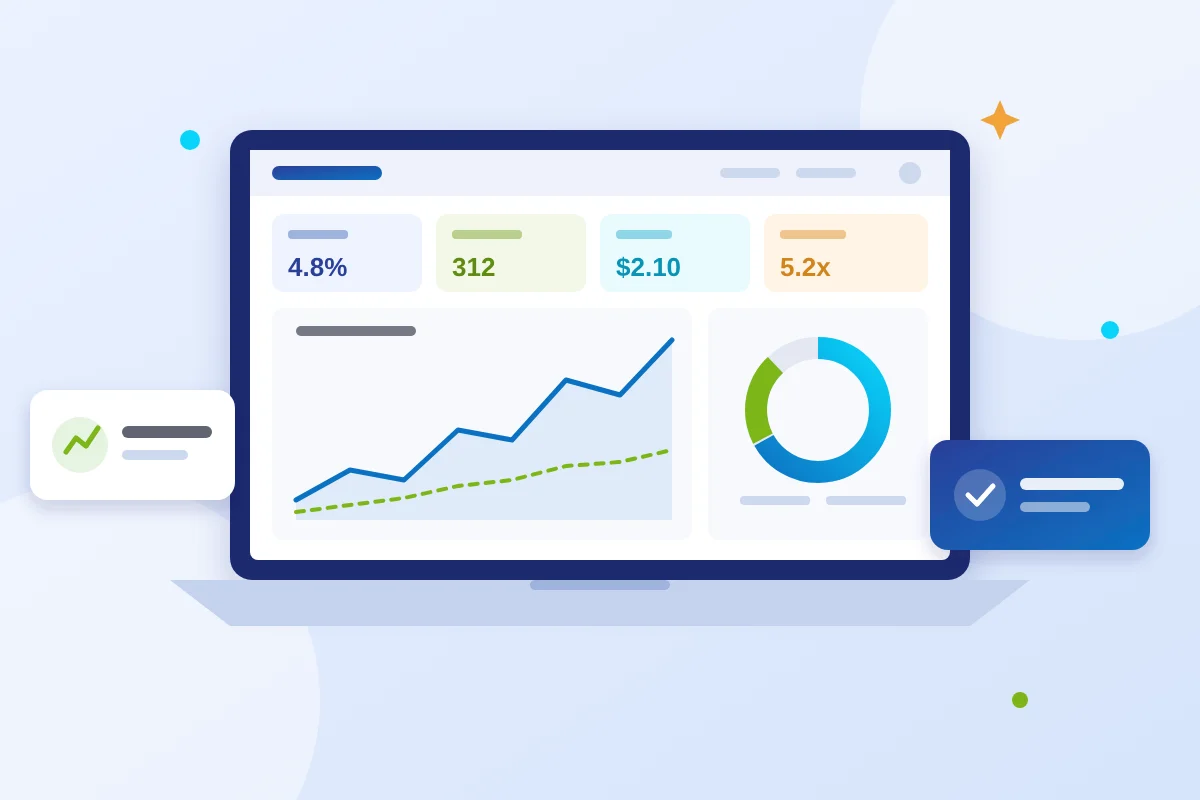 Marketer comparing Google Ads reports on a laptop